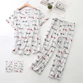 Stylish Dachshund Printed Pajama Set for Women