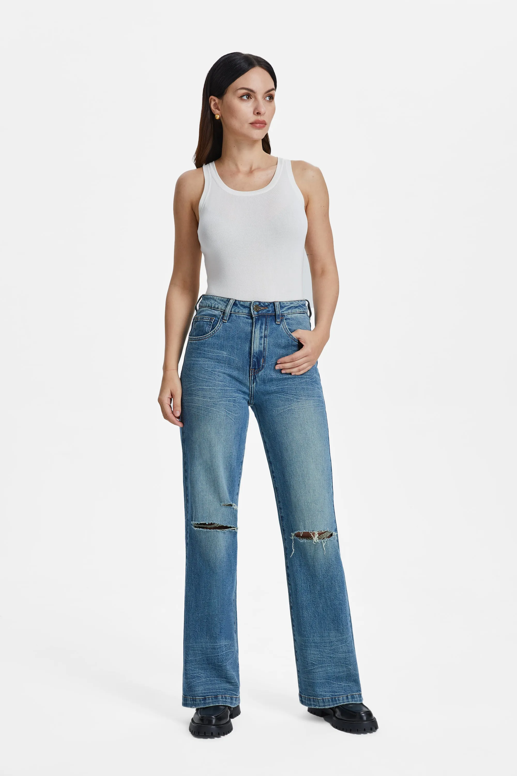 SUPER HIGH RISE WIDE LEG JEANS BYW8133 (BYHE039) RETRO