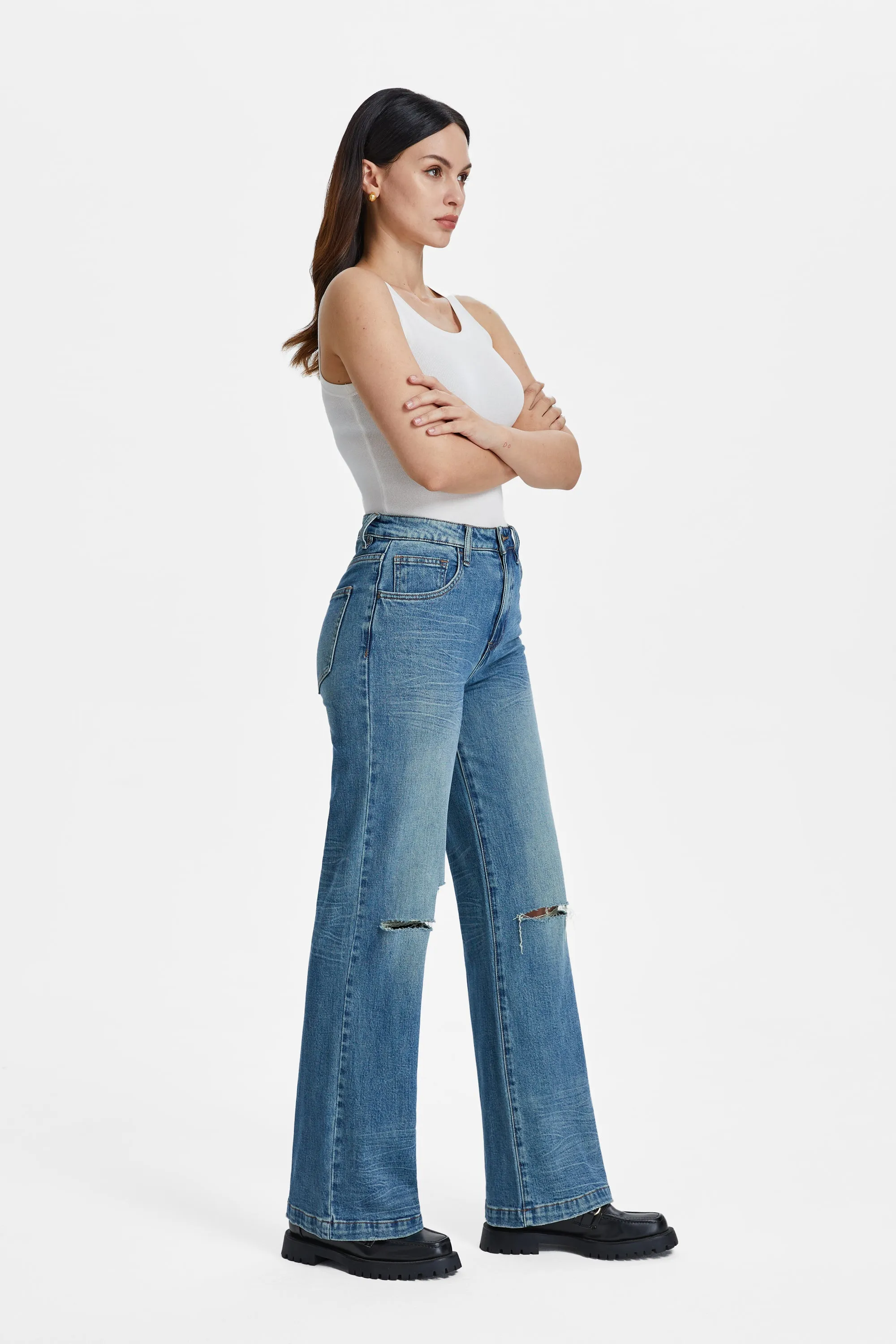 SUPER HIGH RISE WIDE LEG JEANS BYW8133 (BYHE039) RETRO