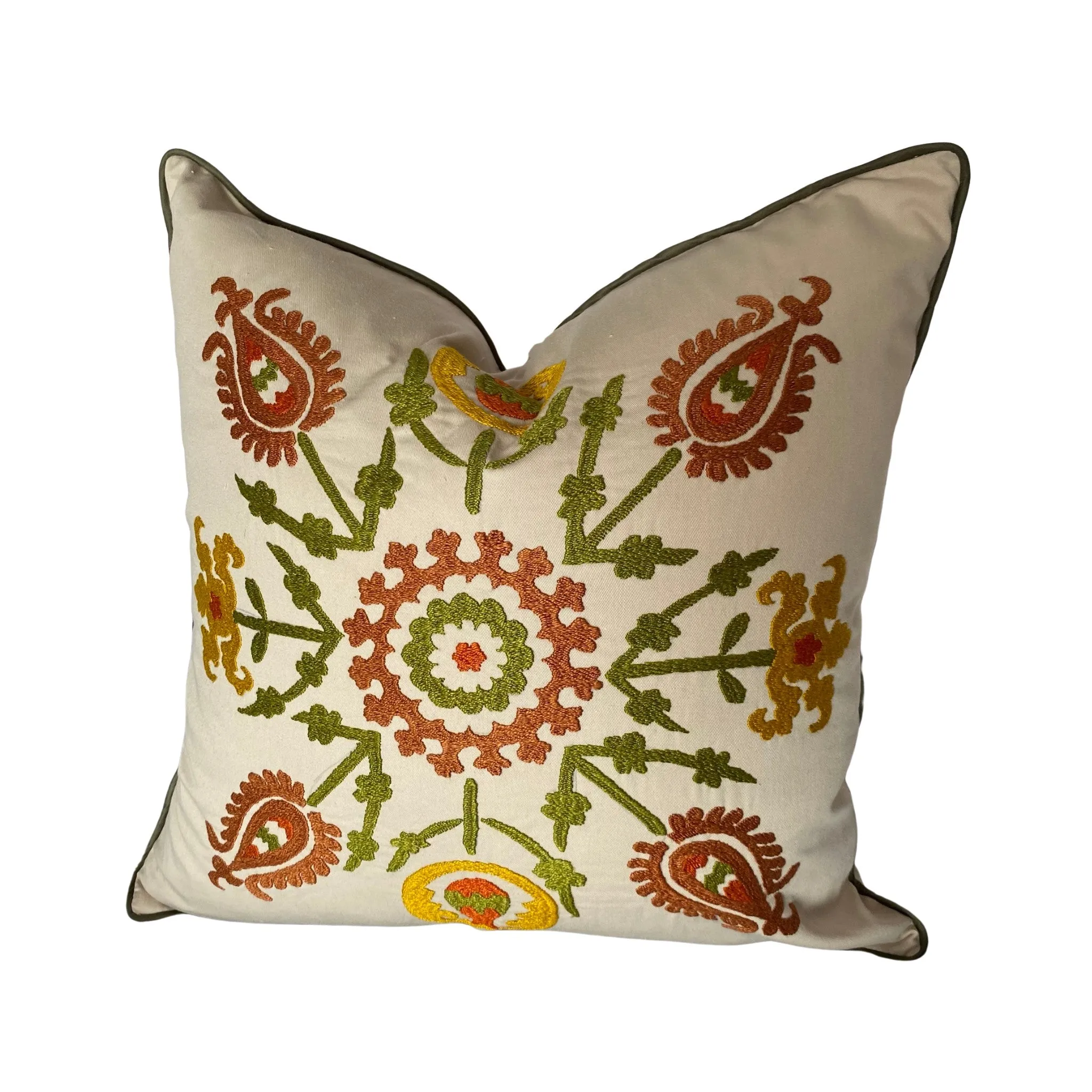 Suzani Hand Embroidered "Eastern Star" Pillow Cover from Tajikistan