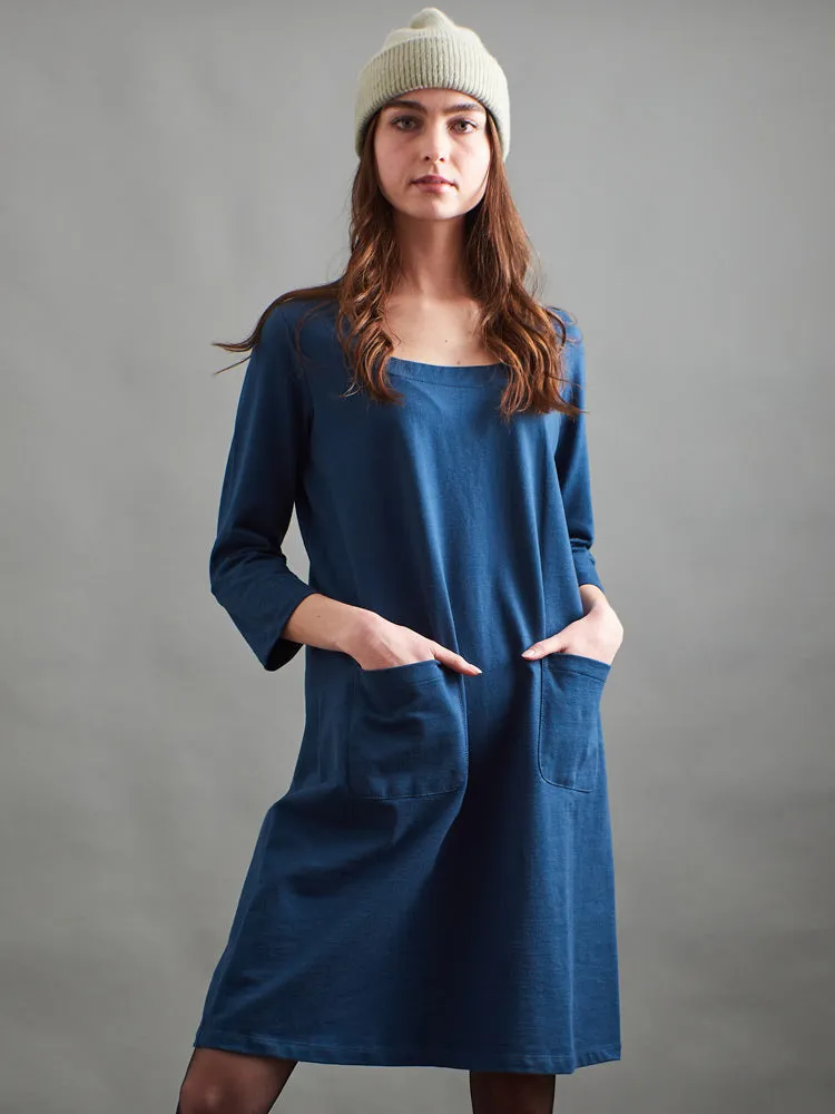 Sylvan Shift Dress - Loop Knit Blue