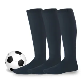 TeeHee Socks Unisex Soccer Cotton Over The Knee High Black 3-Pack (50528)