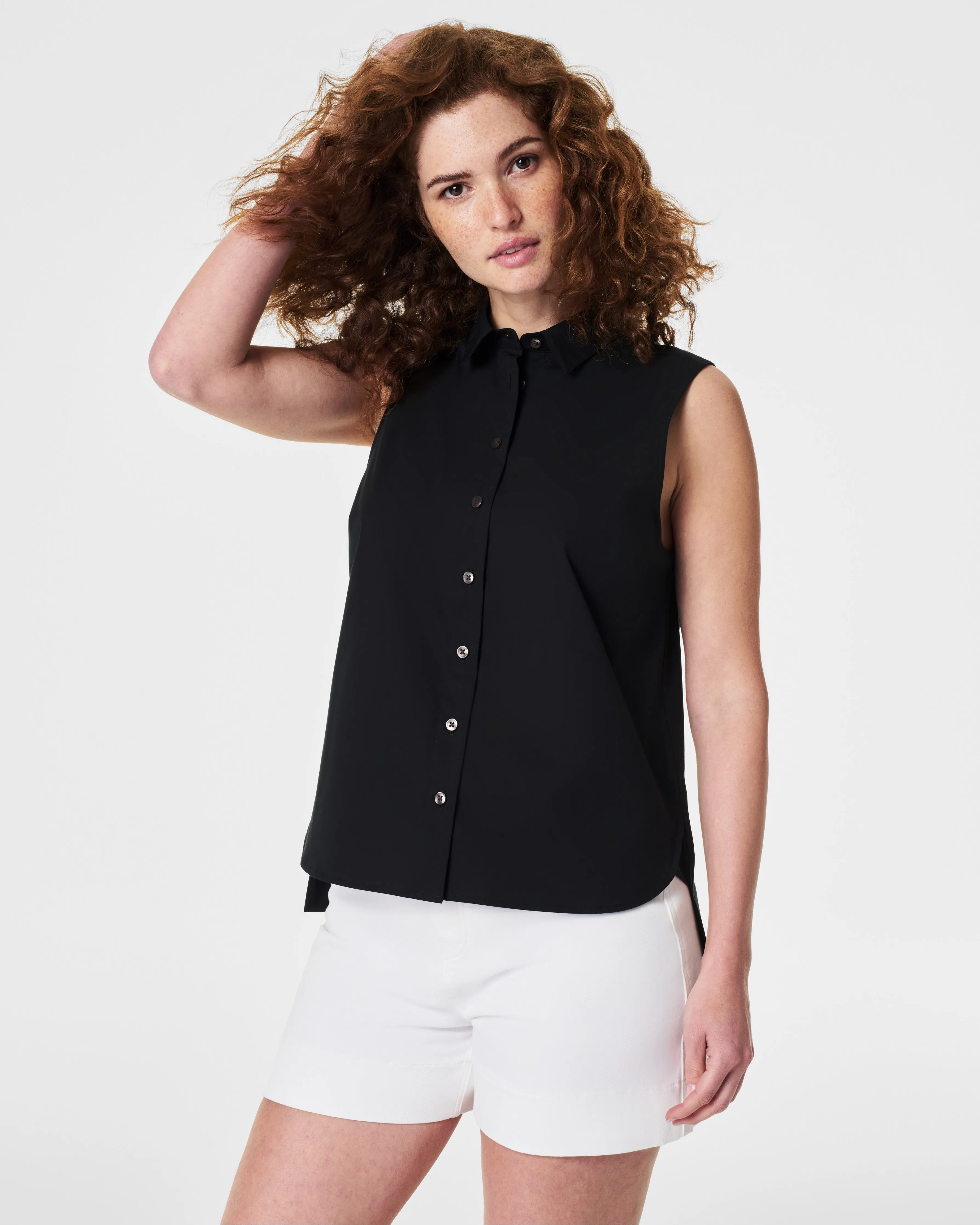 The Best Sleeveless Poplin Button-Down Shirt