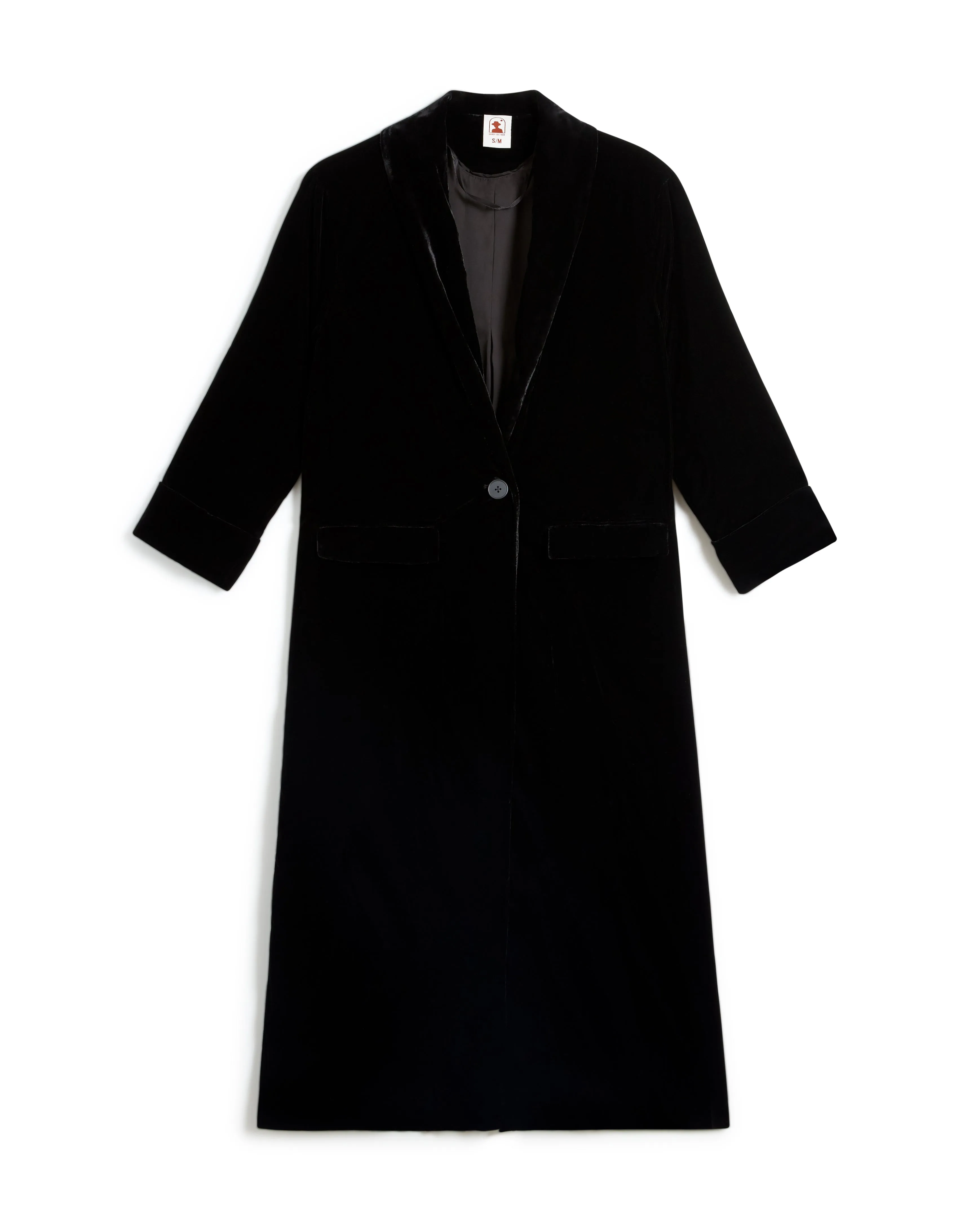 The Catania Velour Coat - Onyx