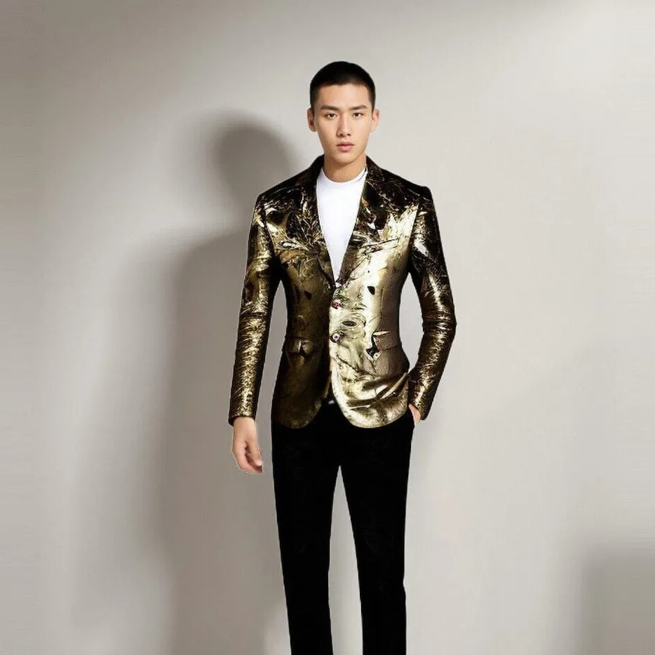 The Davide Gold Slim Fit Blazer Suit Jacket