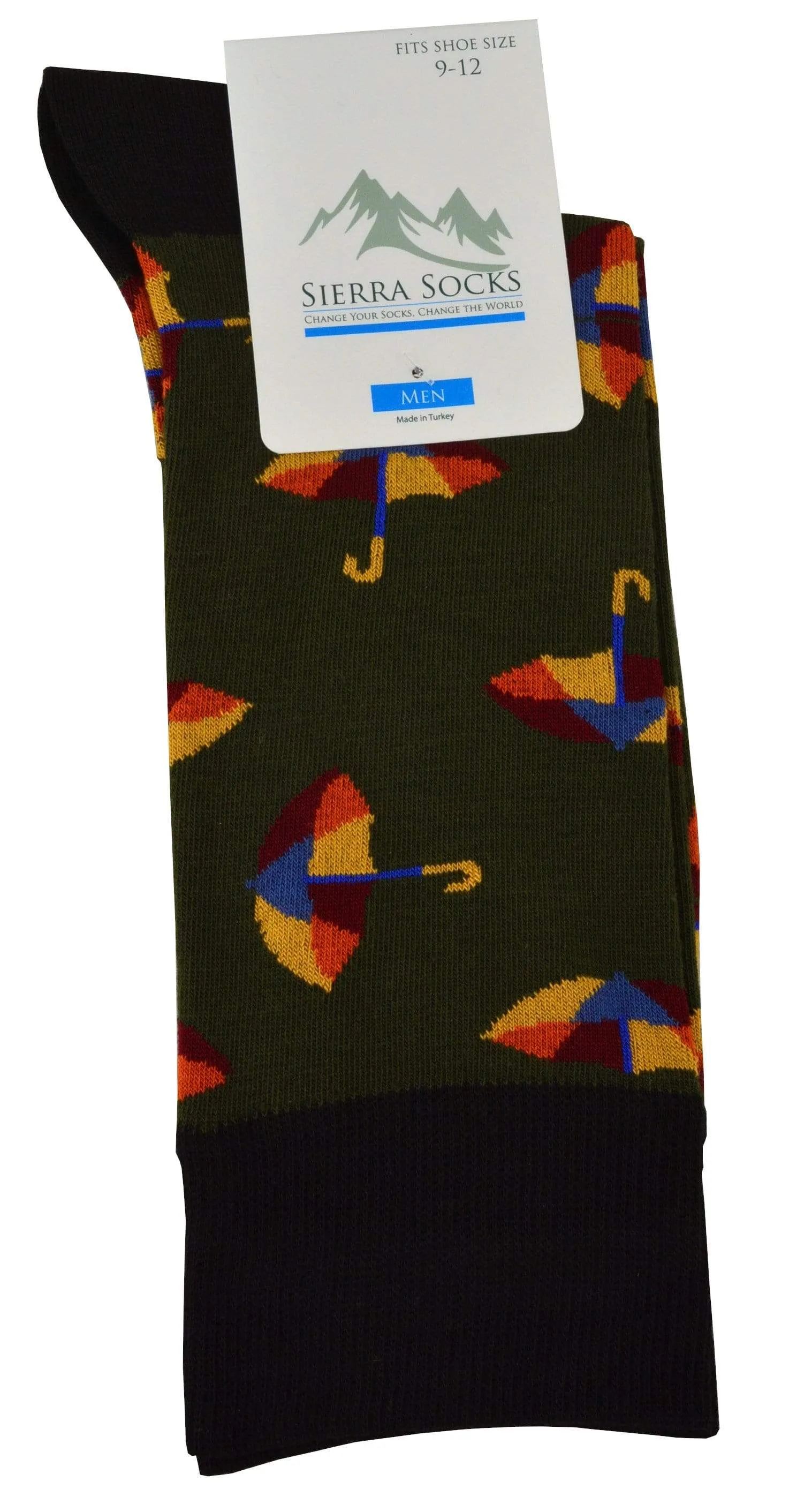 Umbrellas Design Colorful Smooth Toe Men Crew Socks