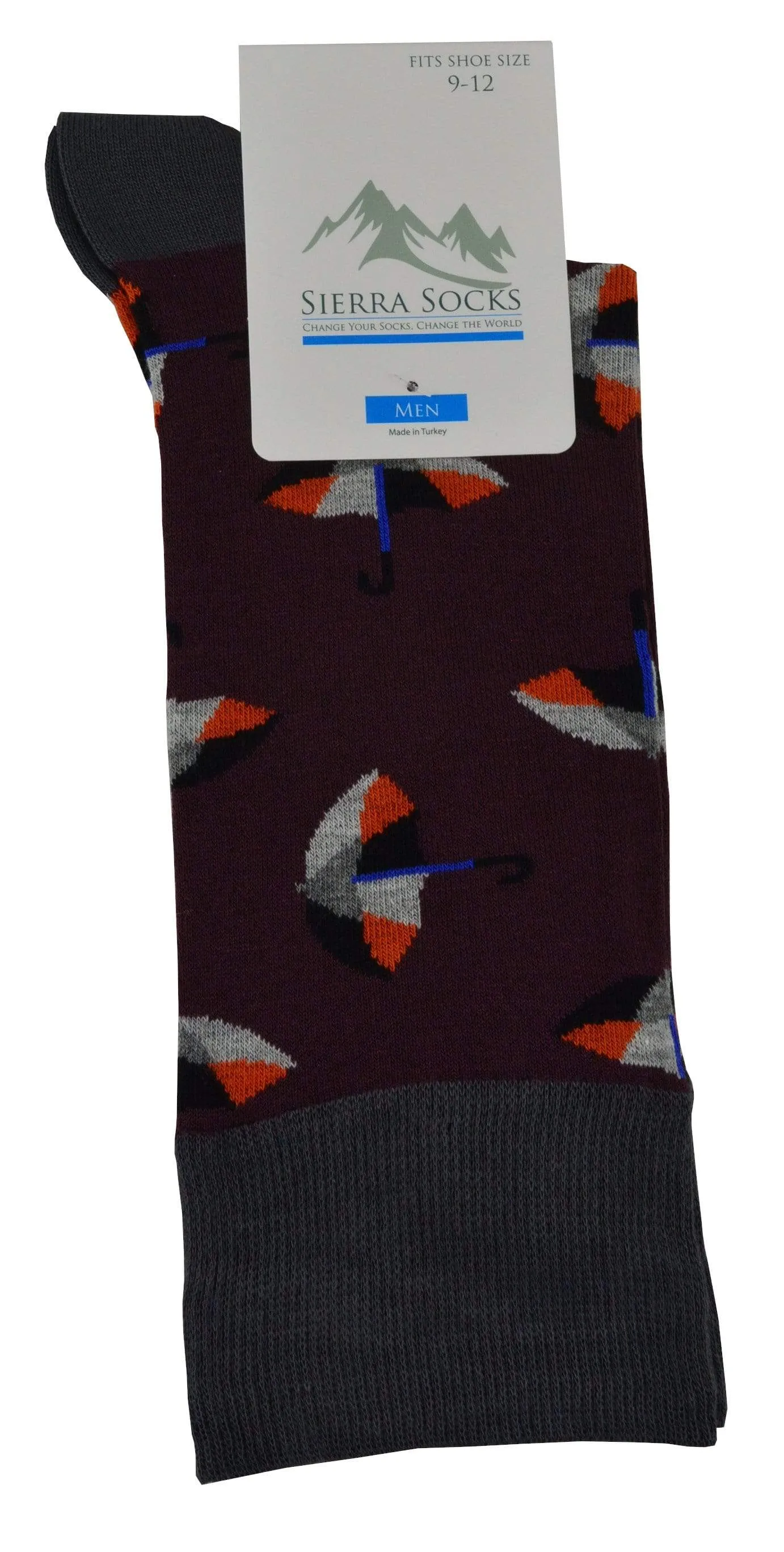 Umbrellas Design Colorful Smooth Toe Men Crew Socks