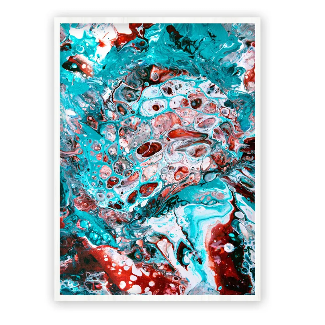 Vertical blue & teal abstract wall art print