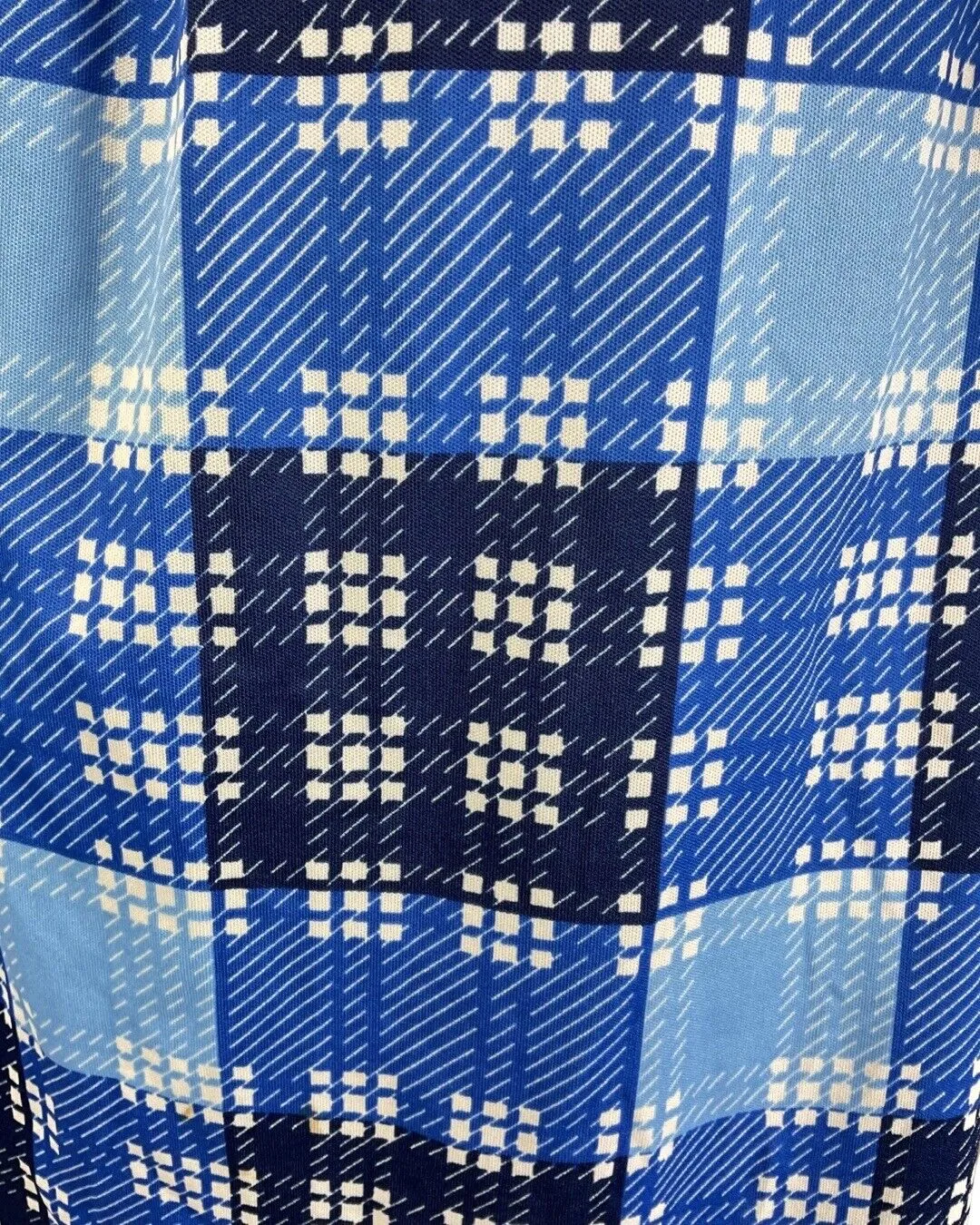 VINTAGE 60s 70s BLUE BLACK WHITE GINGHAM CHECKED BELTED DAGGER SHIRT DRESS 8 10