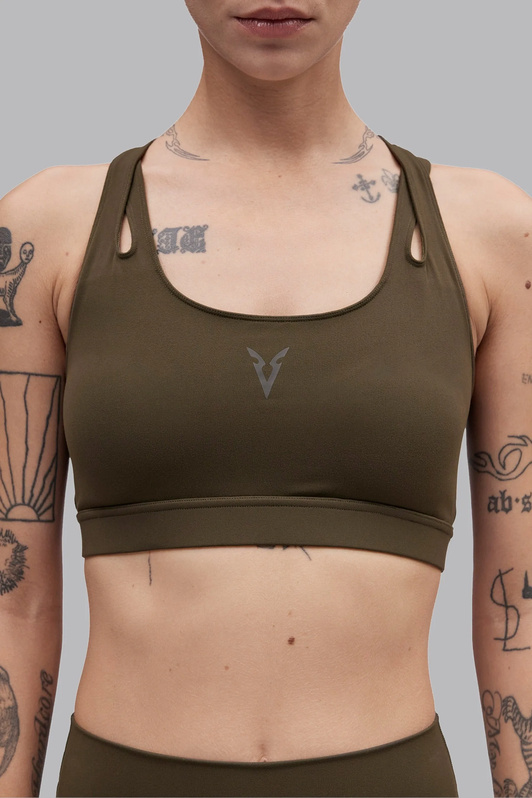 V_SCULPT® CUT OUT SPORTS BRA - Khaki