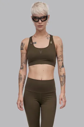 V_SCULPT® CUT OUT SPORTS BRA - Khaki