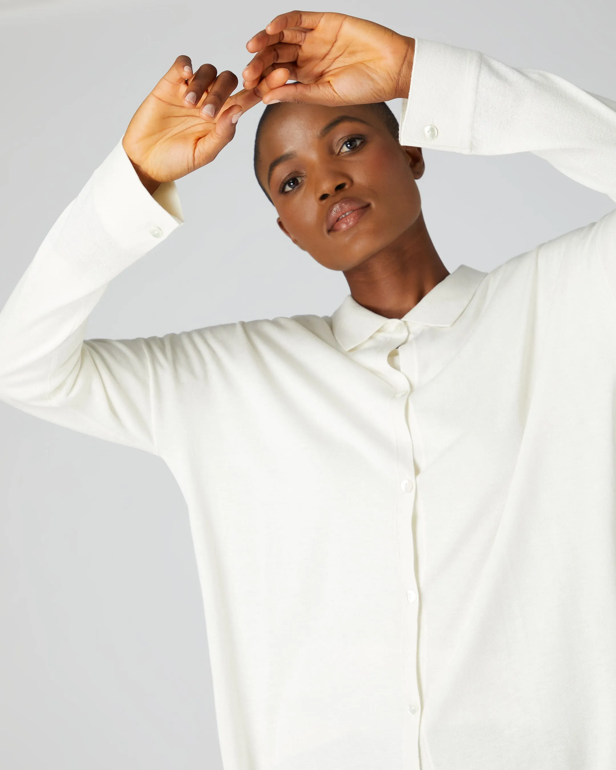 Women's Superfine Cashmere Longline Shirt White