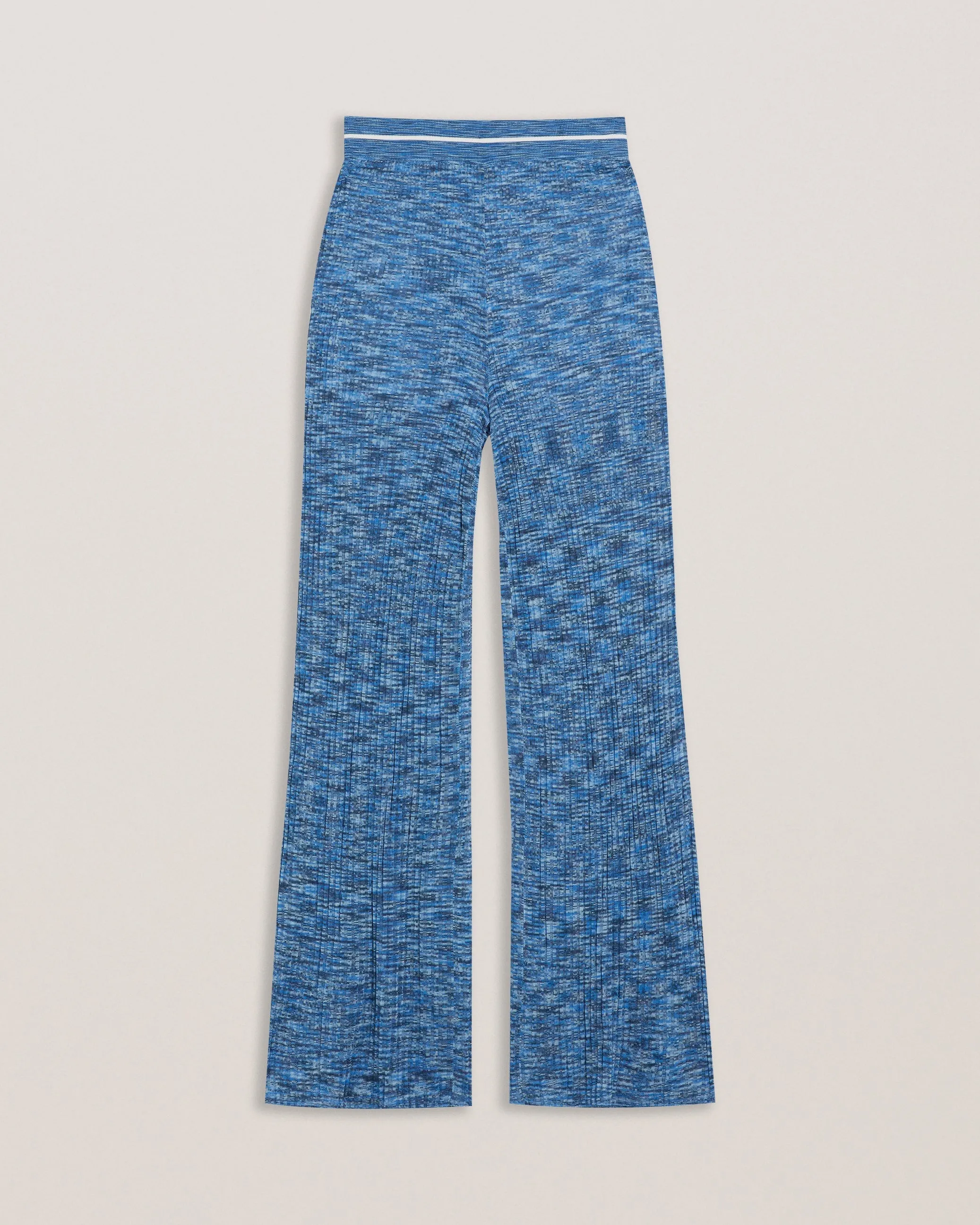 Yoana Wide Leg Ribbed Knit Trousers Blue