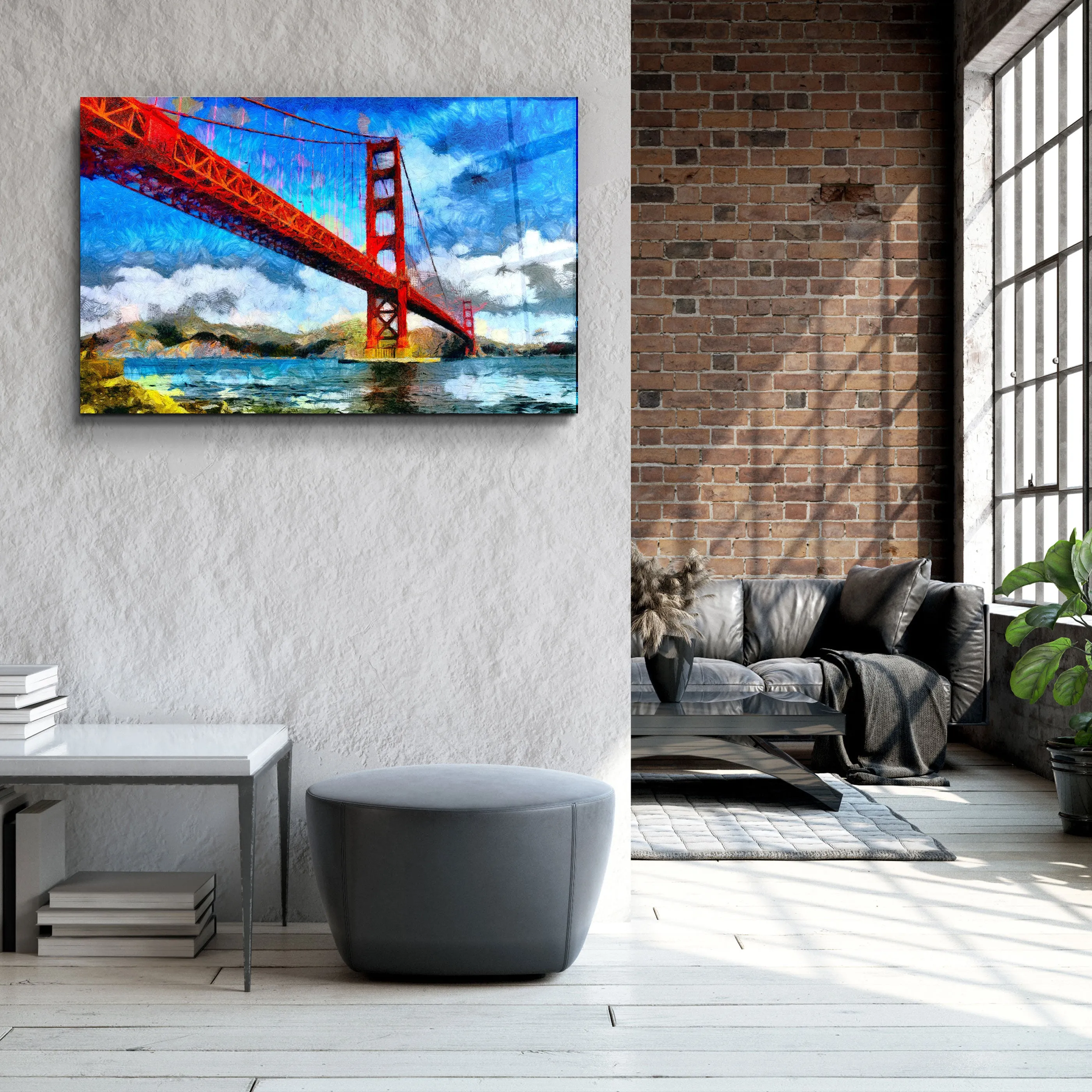 ・"Abstract Colorful Bridge"・Glass Wall Art