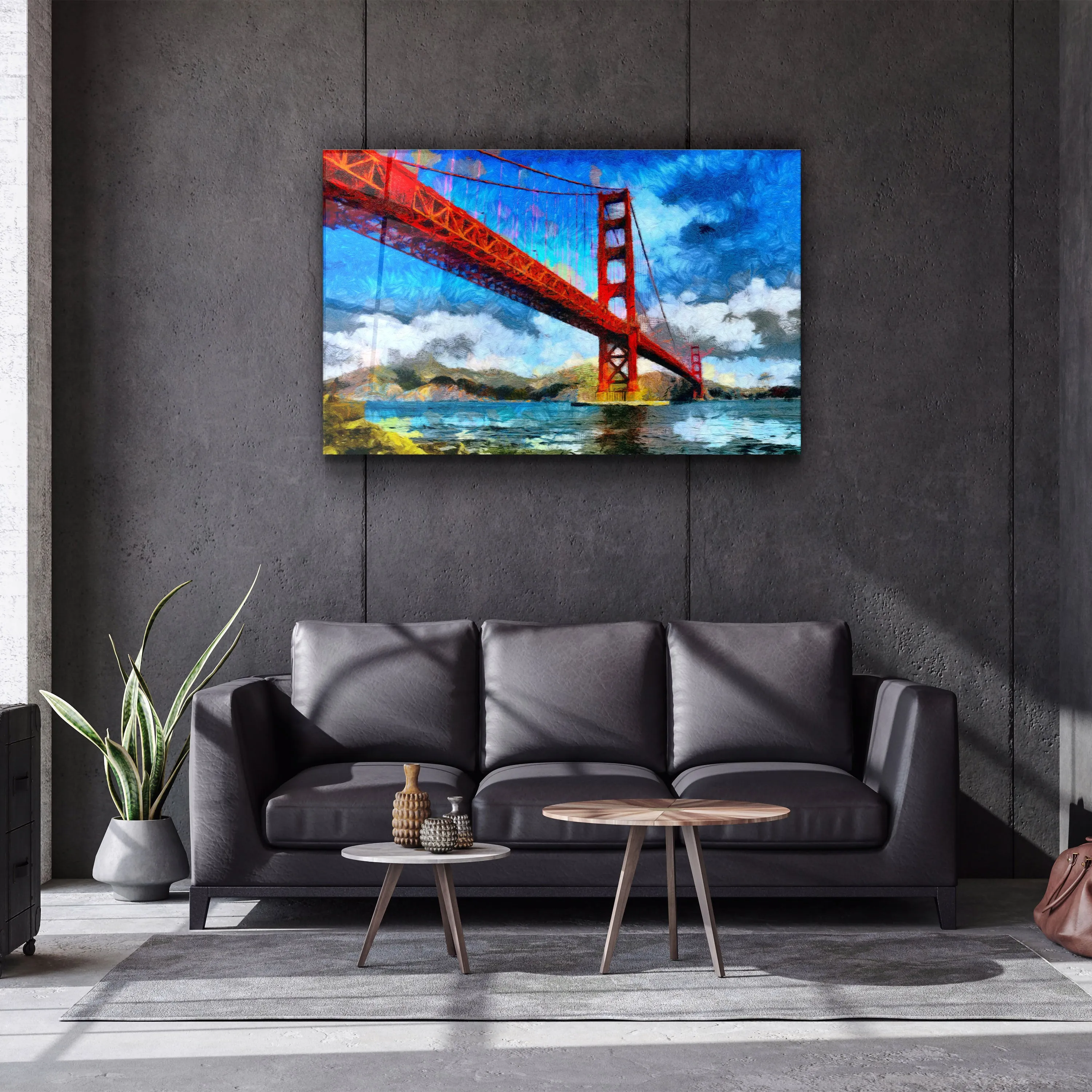 ・"Abstract Colorful Bridge"・Glass Wall Art