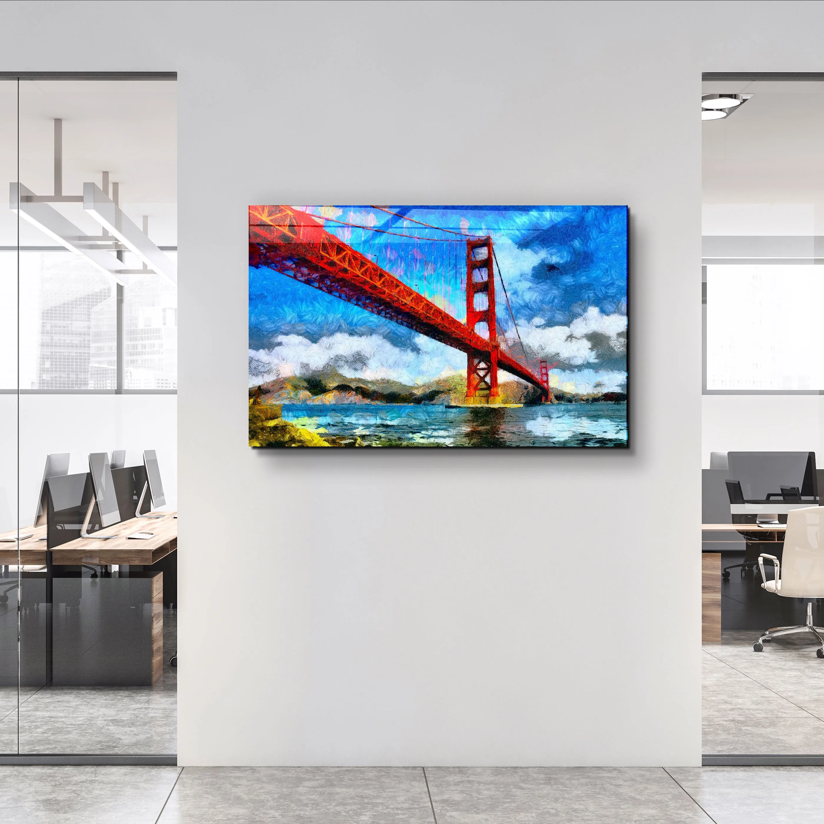 ・"Abstract Colorful Bridge"・Glass Wall Art